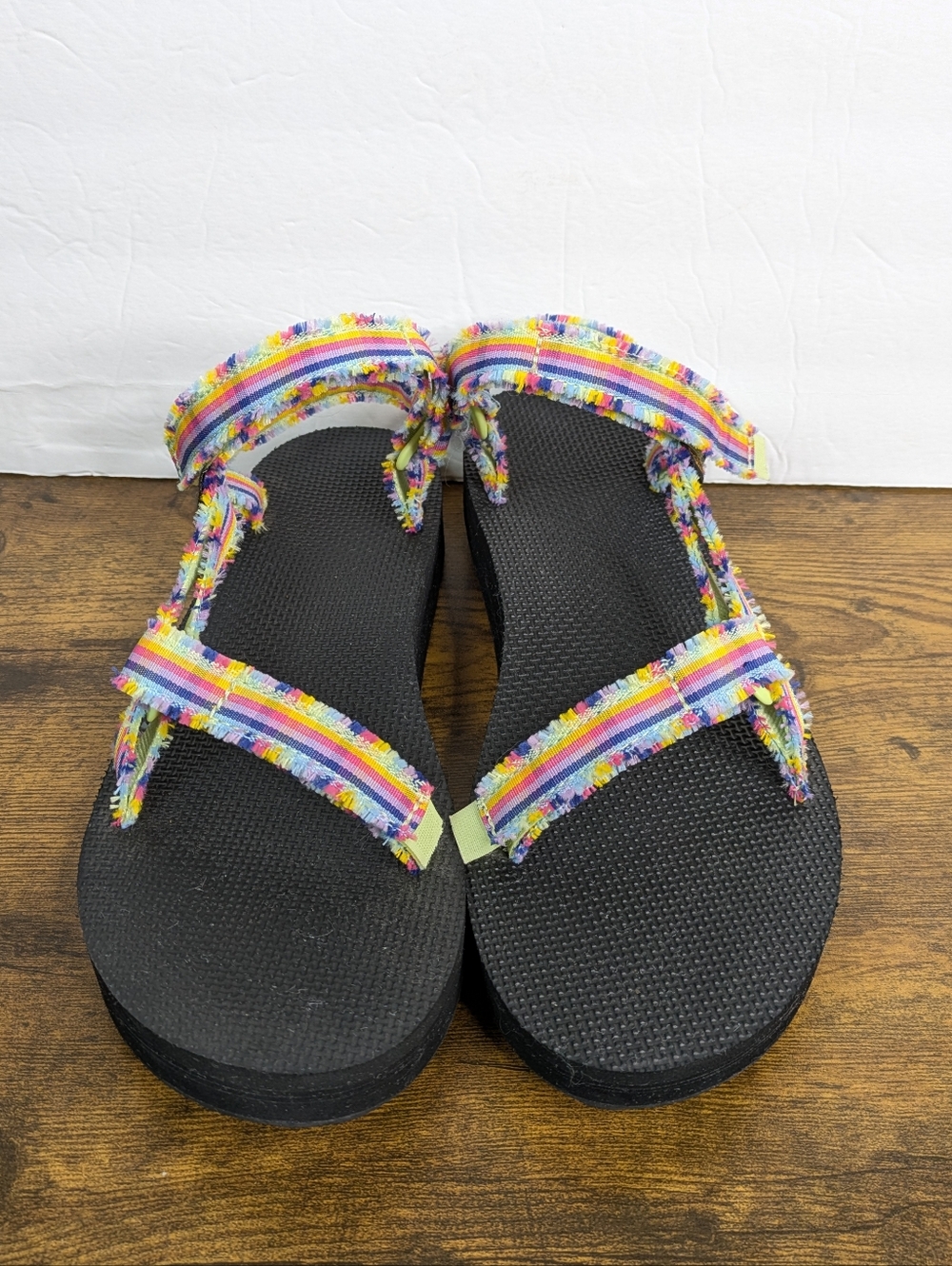 Teva Midform Fray Sandals 11 Frazier Black Plaid Multicolor Platform Sport - Picture 5 of 11